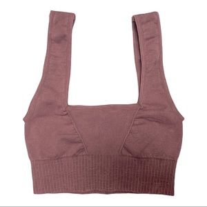 Dark Mauve Free People Good Karma Square Neck Bra #1